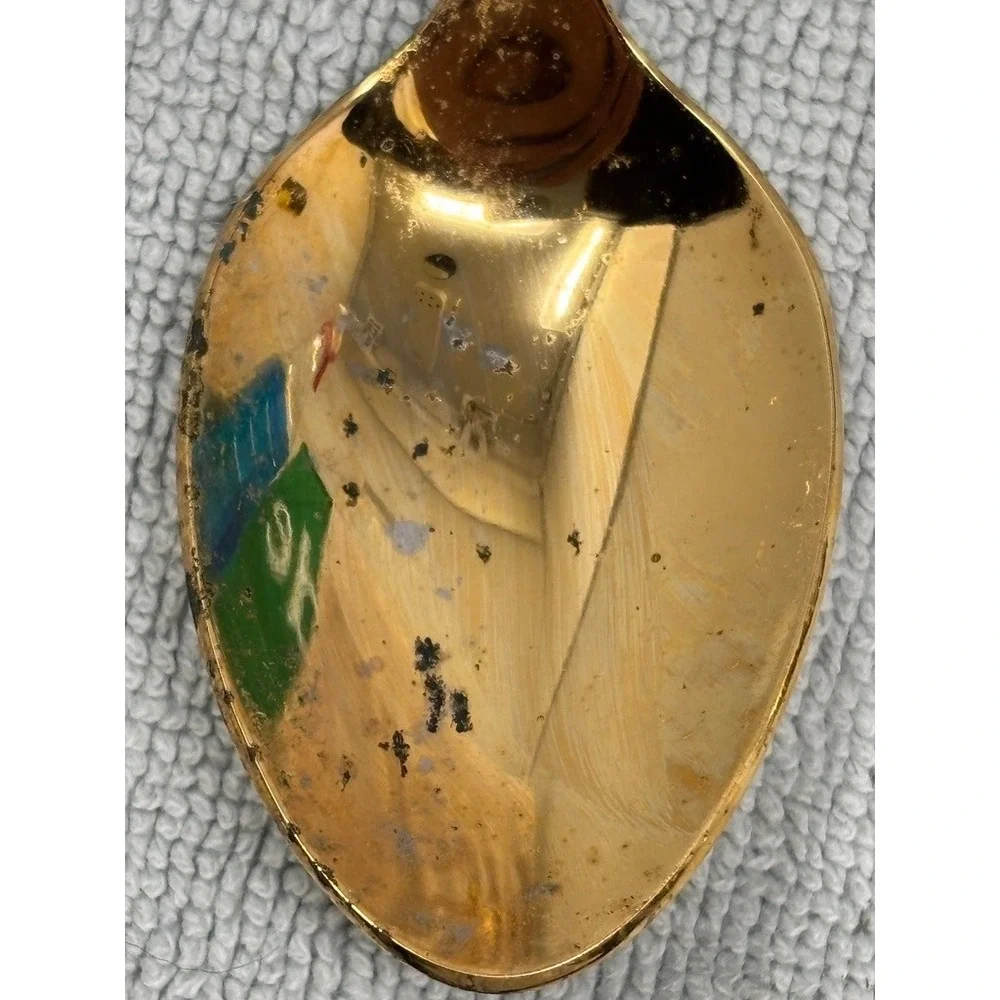 Vtg Hallmark‎ Bird Souvenir Spoons Gold Tone Set of 6 Cloisonne Enamel